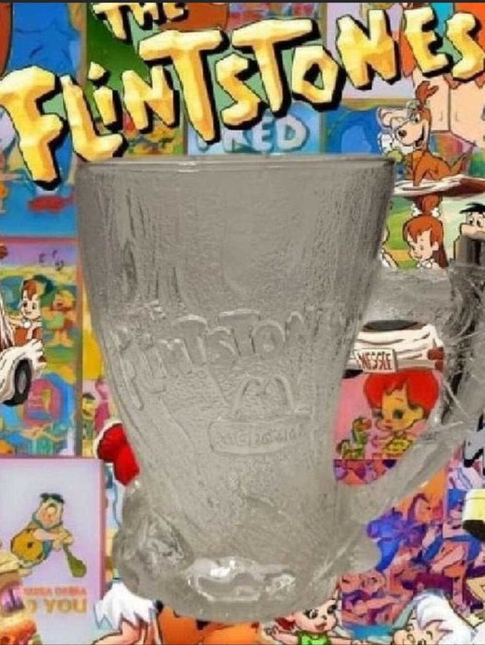 Vintage 1993 McDonald's The Flintstones Clear Glass  Collectible Mug